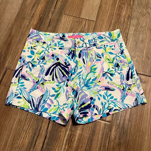Lilly Pulitzer Callahan Stretch Shorts "Patch My Drift" Chino Style Size 4 - Picture 1 of 8